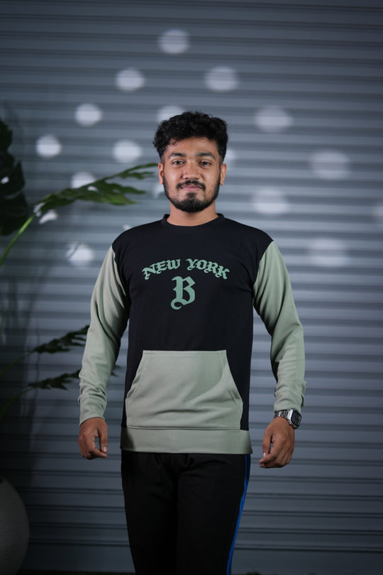 New York Printed Sweatshirt for Men | Full Sleeve Casual Wear - Black & Green – 7MAN Men's Fashion India