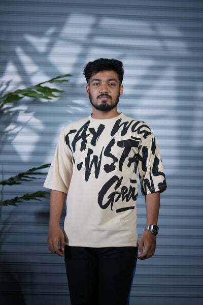 Typography Oversized Printed T-Shirt for Men | Fashion Streetwear - Sandle
