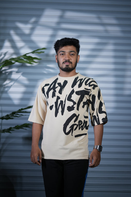 Typography Oversized Printed T-Shirt for Men | Fashion Streetwear - Sandle – 7MAN Men's Fashion India
