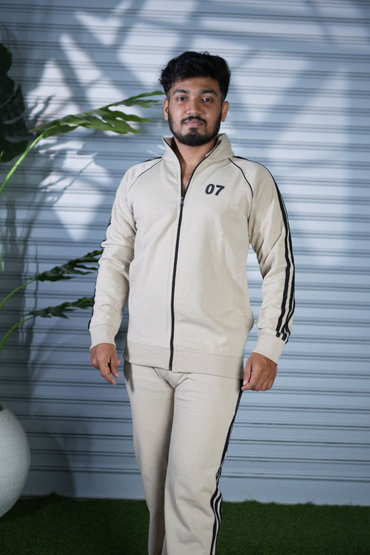 Premium Co-Ord Set for Men | Comfortable Track Jacket & Pants - Cream – 7MAN Men's Fashion India