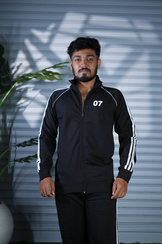 Premium Co-Ord Set for Men | Comfortable Track Jacket & Pants - Black – alternate view – 7MAN India