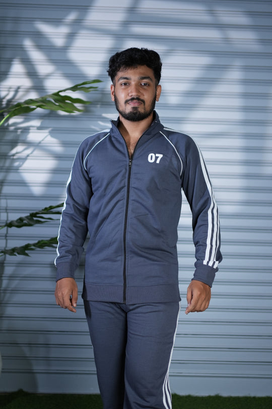 Premium Co-Ord Set for Men | Comfortable Track Jacket & Pants - Grey – 7MAN Men's Fashion India