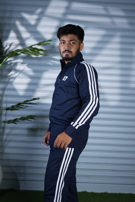Premium Co-Ord Set for Men | Comfortable Track Jacket & Pants - Navy Blue – alternate view – 7MAN India