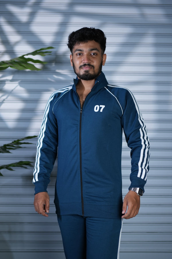 Premium Co-Ord Set for Men | Comfortable Track Jacket & Pants - Petrol Blue