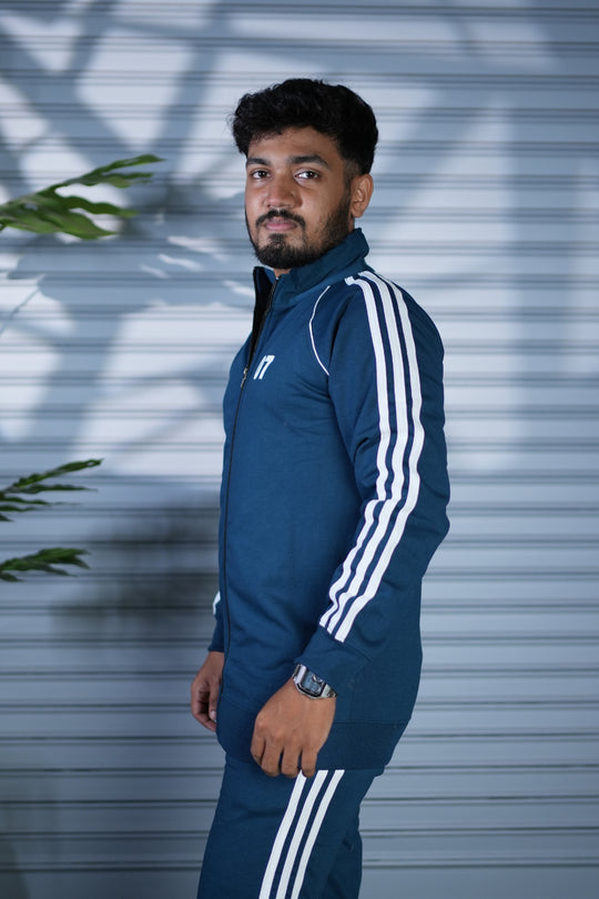 Premium Co-Ord Set for Men | Comfortable Track Jacket & Pants - Petrol Blue – alternate view – 7MAN India