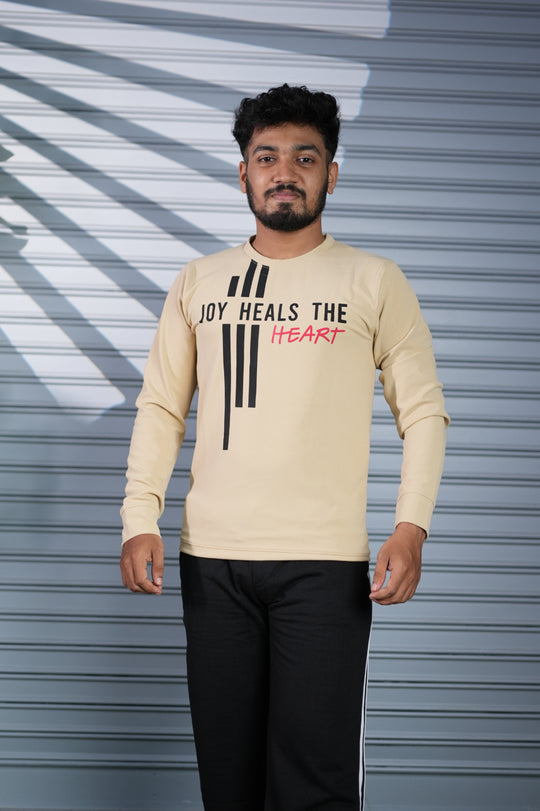 Mens Full Sleeve Joy Heals The Heart Printed Sweatshirt T-Shirt - Sandle – 7MAN Men's Fashion India