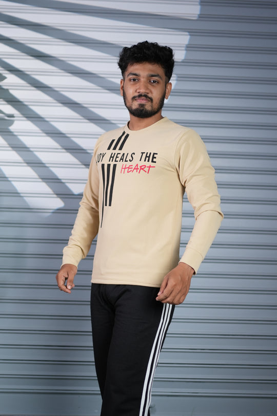 Mens Full Sleeve Joy Heals The Heart Printed Sweatshirt T-Shirt - Sandle – alternate view – 7MAN India