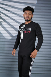 Mens Full Sleeve Joy Heals The Heart Printed Sweatshirt T-Shirt - Black
