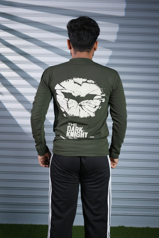 Men's Full Sleeve BAT Printed T-Shirt | Casual Round Neck Tee for Men - Mahendhi Green – alternate view – 7MAN India