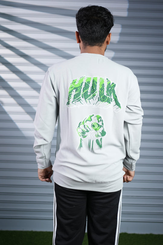 Men's Full Sleeve HULK Printed T-Shirt | Casual Round Neck Tee for Men - Ash – alternate view – 7MAN India