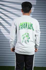 Men's Full Sleeve HULK Printed T-Shirt | Casual Round Neck Tee for Men - Ash