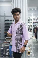 Load image into Gallery viewer, Mens Daily Wear TWO SIDE Printed Five Sleeve Lycra Shirt - Lavendar
