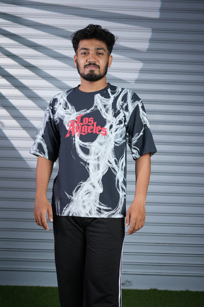Men's Oversized Graphic Printed T-Shirt | Los Angeles Streetwear Tee - Navy Blue