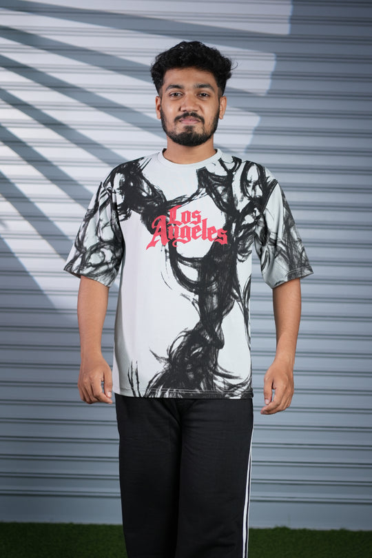Men's Oversized Graphic Printed T-Shirt | Los Angeles Streetwear Tee - Ash – 7MAN Men's Fashion India