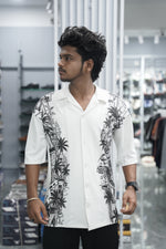 Load image into Gallery viewer, Mens Daily Wear TWO SIDE Printed Five Sleeve Lycra Shirt - White
