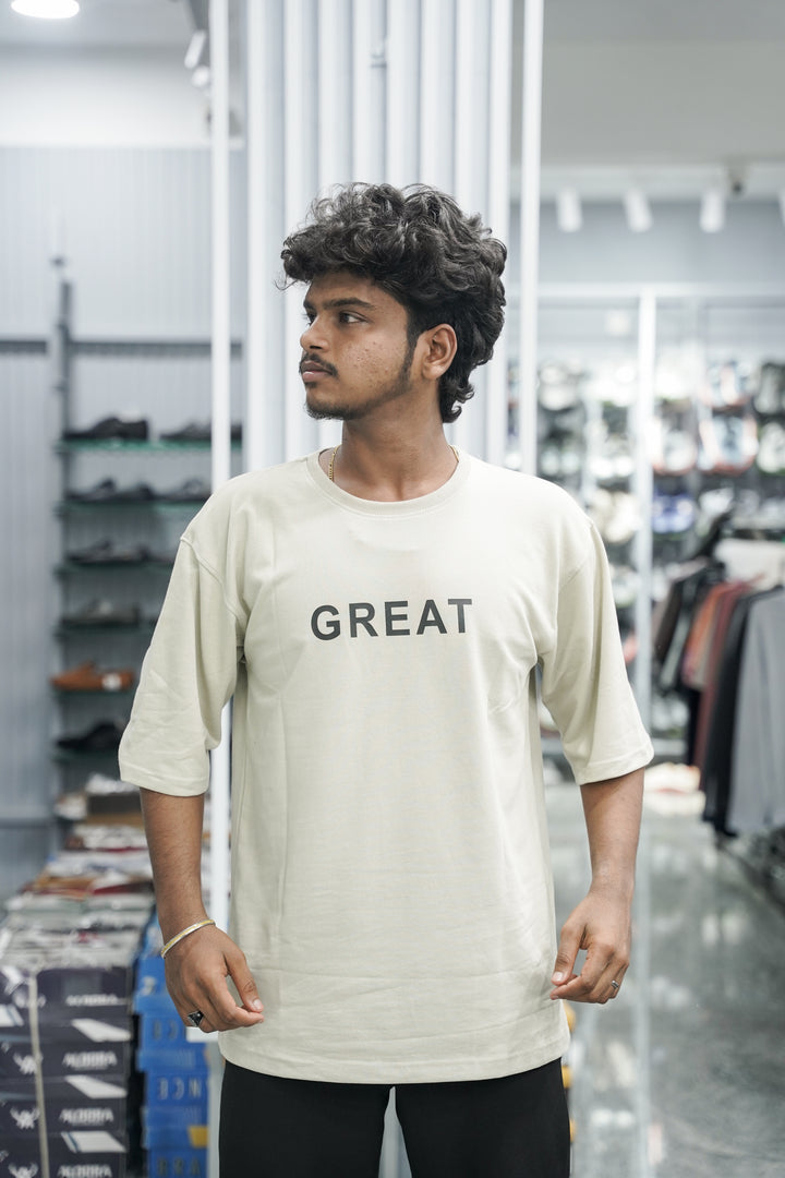 Five Sleeve Round Neck GREAT Printed Mens Tshirt - Ash-7 Man