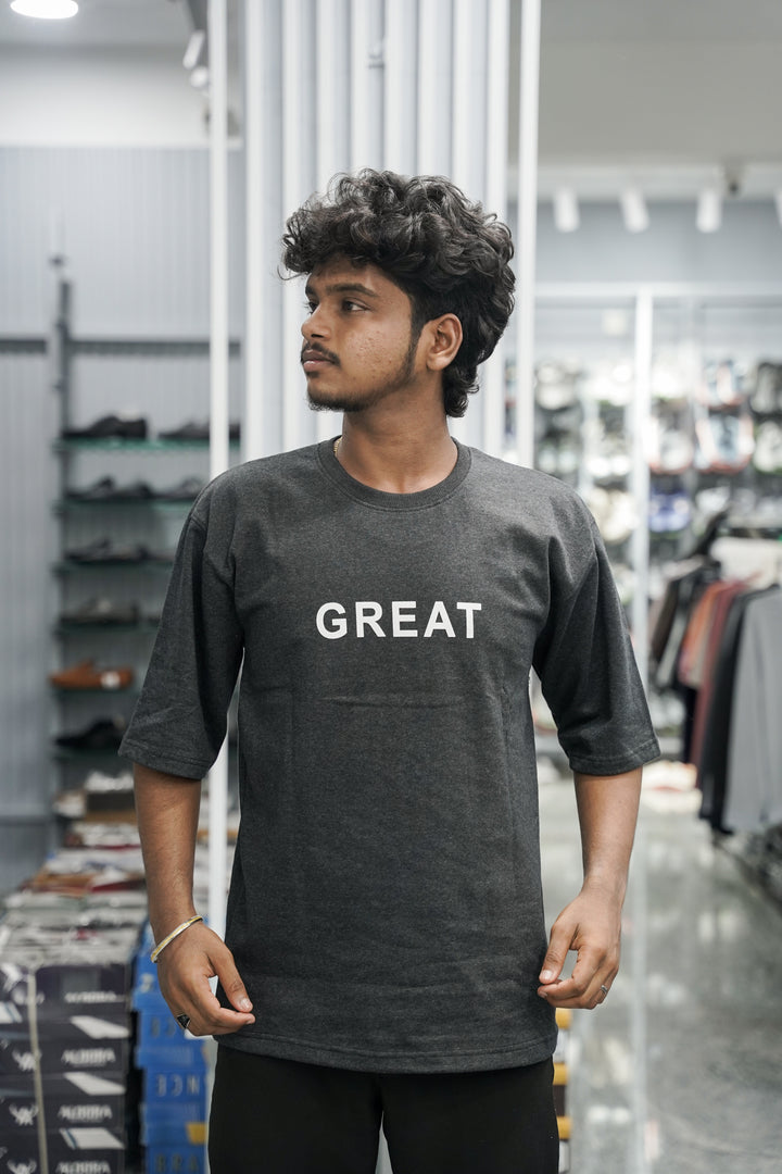 Five Sleeve Round Neck GREAT Printed Mens Tshirt - Grey-7 Man