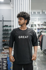 Load image into Gallery viewer, Five Sleeve Round Neck GREAT Printed Mens Tshirt - Black-7 Man
