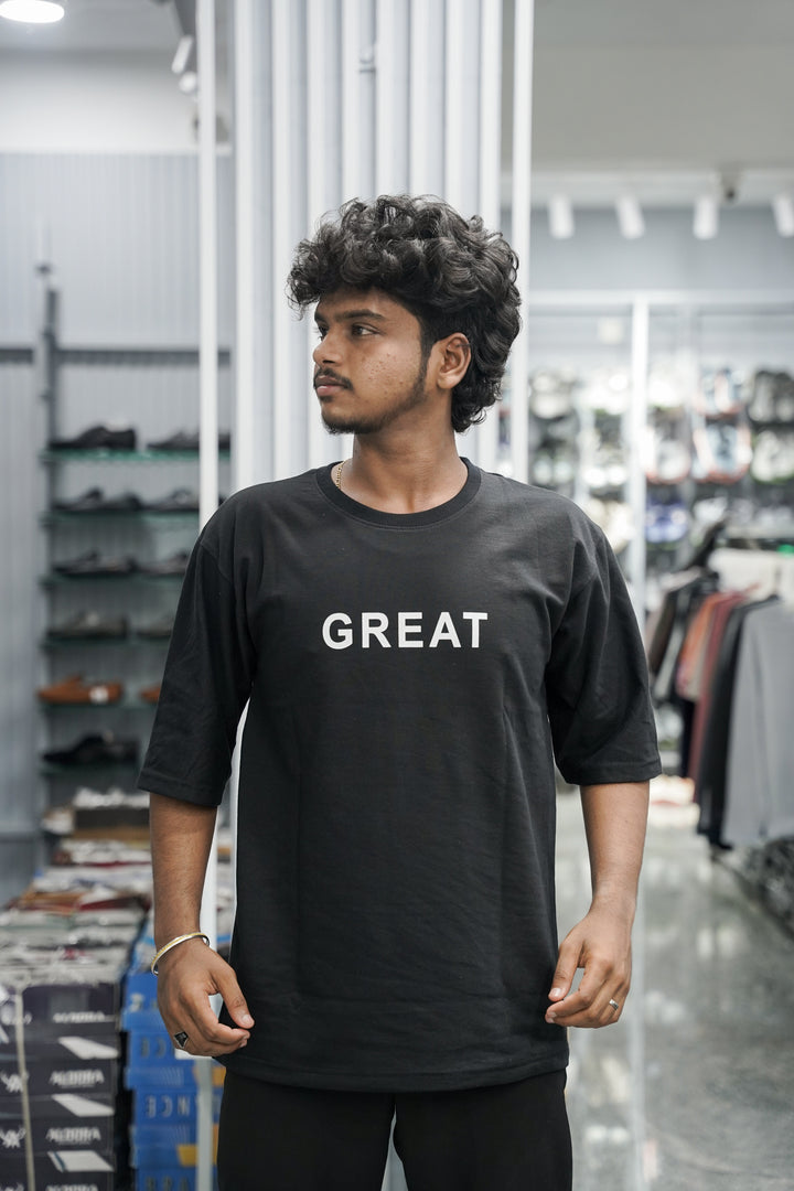 Five Sleeve Round Neck GREAT Printed Mens Tshirt - Black-7 Man