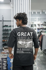 Load image into Gallery viewer, Five Sleeve Round Neck GREAT Printed Mens Tshirt - Black-7 Man
