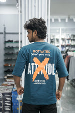 Load image into Gallery viewer, Five Sleeve Round Neck MOTIVATED Printed Mens Tshirt - Petrol Blue-7 Man
