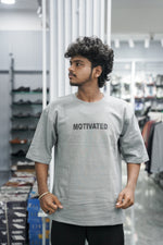 Load image into Gallery viewer, Five Sleeve Round Neck MOTIVATED Printed Mens Tshirt - Dark Ash-7 Man
