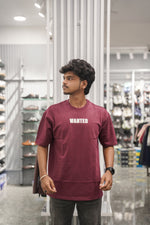 Load image into Gallery viewer, Five Sleeve Round Neck WANTED Printed Mens Tshirt - Maroon-7 Man
