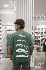 Load image into Gallery viewer, Five Sleeve Round Neck HUMAN Printed Mens Tshirt - Green-7 Man
