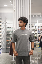 Load image into Gallery viewer, Five Sleeve Round Neck WANTED Printed Mens Tshirt - Grey-7 Man
