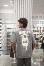 Load image into Gallery viewer, Five Sleeve Round Neck WANTED Printed Mens Tshirt - Grey-7 Man
