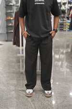 Load image into Gallery viewer, Men’s Street Baggy Pants with White Stripe - Black-7 Man
