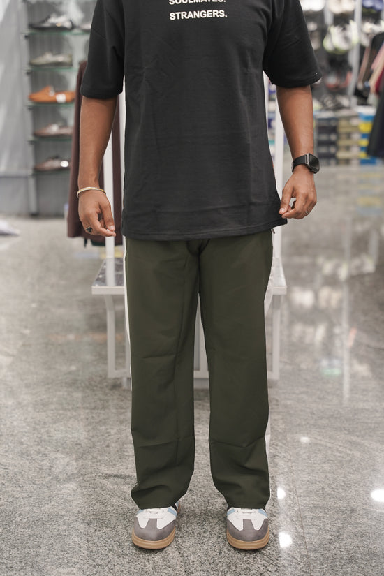 Men’s Street Baggy Pants with White Stripe - Mahendhi Green-7 Man