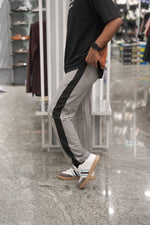 Load image into Gallery viewer, Men’s Street Baggy Pants with Black Stripe - Ash-7 Man
