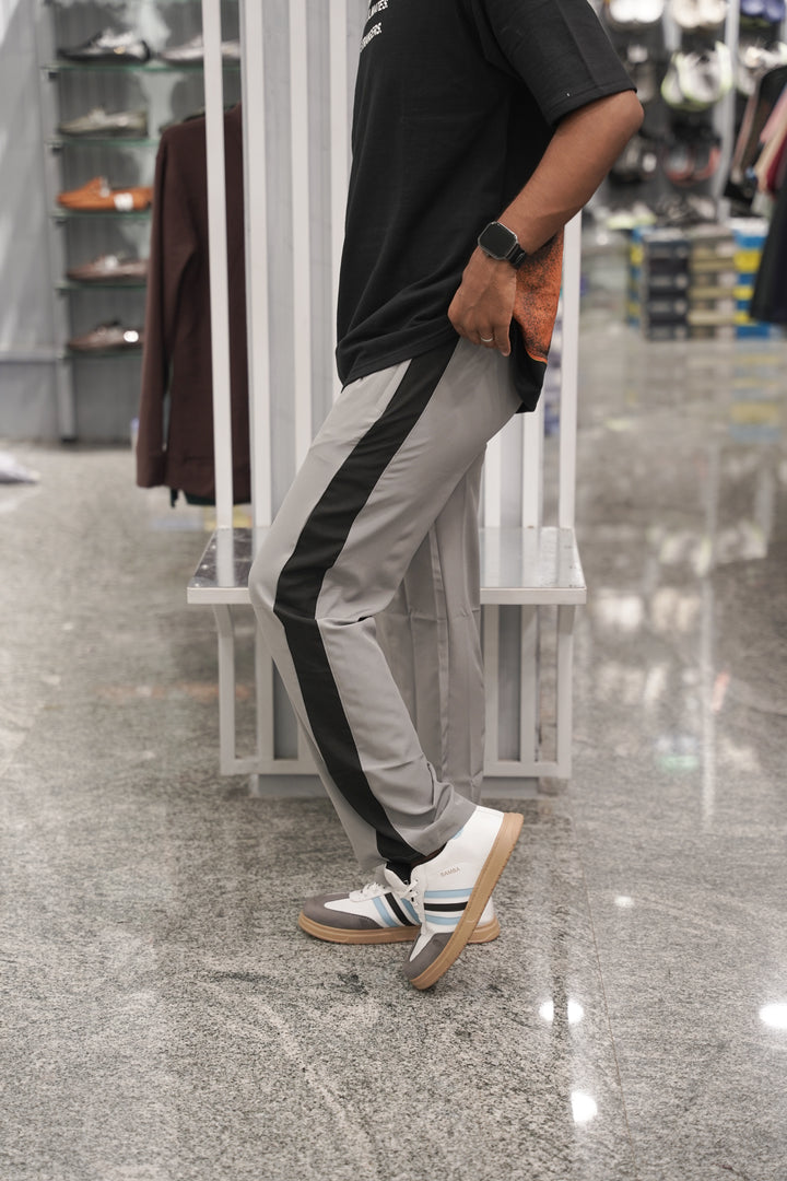 Men’s Street Baggy Pants with Black Stripe - Ash-7 Man