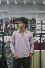 Load image into Gallery viewer, Full Sleeve Collar Neck Diamond Zipper T-Shirt for Men - Purple
