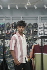 Load image into Gallery viewer, Mens Daily Wear Big Stripes Five Sleeve Lycra Shirt - Pink-7 Man
