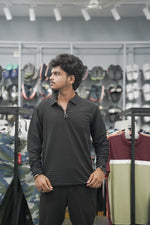 Load image into Gallery viewer, Full Sleeve Collar Neck Striped line T-Shirt for Men - Black
