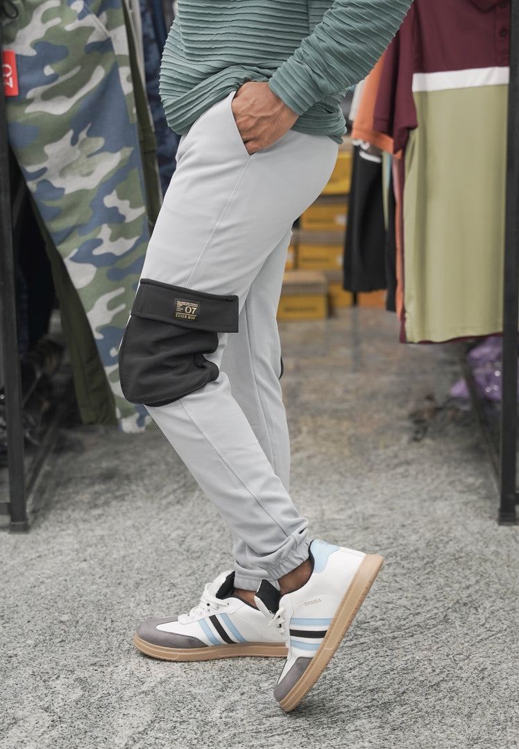 Men’s Ottoman Cargo and Jogger Pants with Utility Pockets - Ash