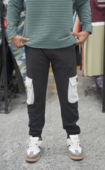 Load image into Gallery viewer, Men’s Ottoman Cargo and Jogger Pants with Utility Pockets - Black
