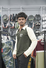Load image into Gallery viewer, Full Sleeve Collar Neck Zipper Korean 07 Tshirt for Men - Mehandi Green
