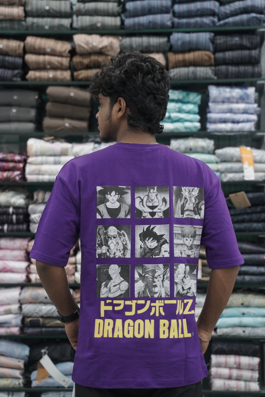 Five Sleeve Round Neck DRAGON Printed Mens Tshirt - Violet