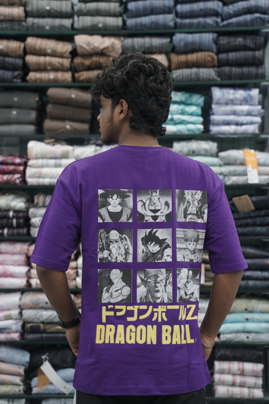 Five Sleeve Round Neck DRAGON Printed Mens Tshirt - Violet