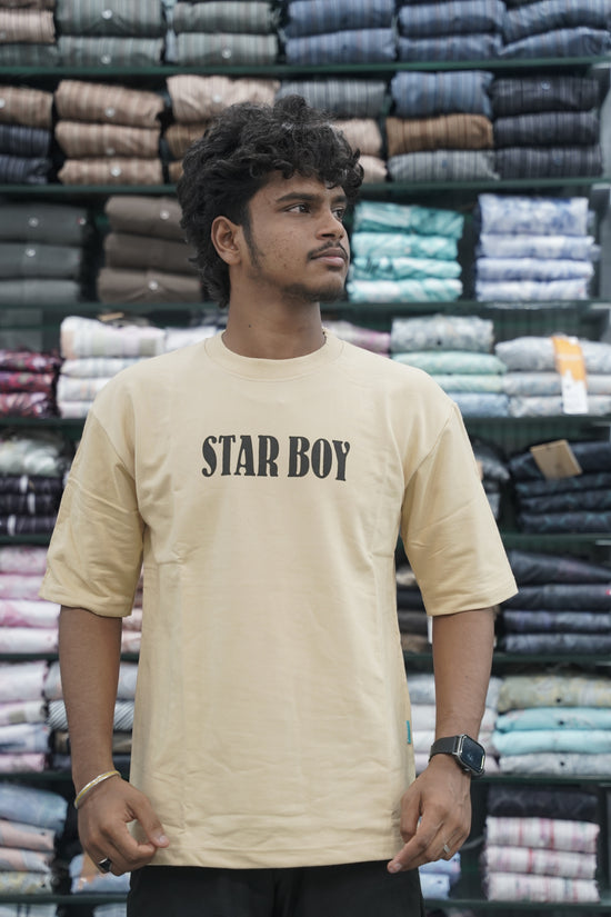 Mens Five Sleeve STAR BOY Back Printed Oversize T-Shirt - Sandle-7 Man