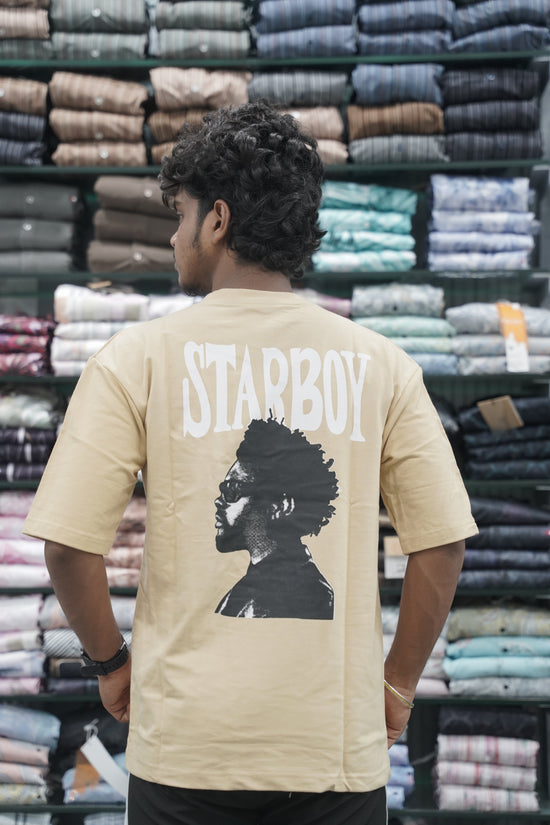 Mens Five Sleeve STAR BOY Back Printed Oversize T-Shirt - Sandle-7 Man