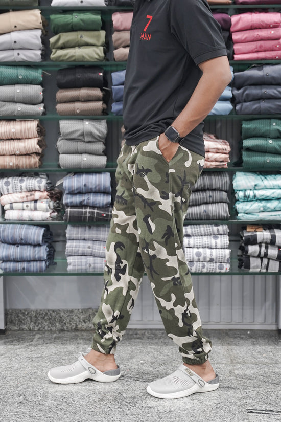 Men's Slim Fit Cotton Joggers Military Track Pant - Mehandi Green