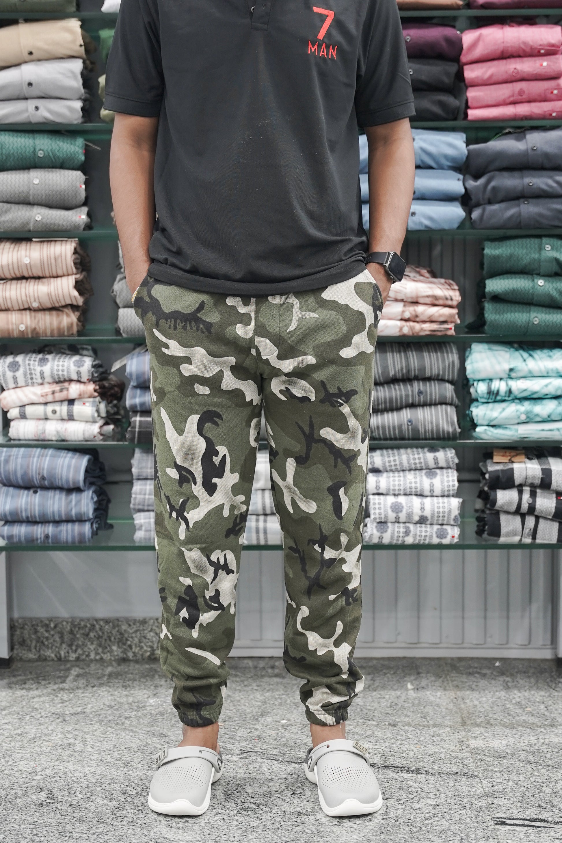 Men's Slim Fit Cotton Joggers Military Track Pant - Mehandi Green