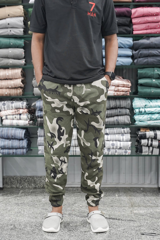 Men's Slim Fit Cotton Joggers Military Track Pant - Mehandi Green