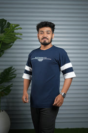 Men's Authentic Print Oversized T-Shirt | Drop Shoulder T-Shirt for Men - Navy Blue