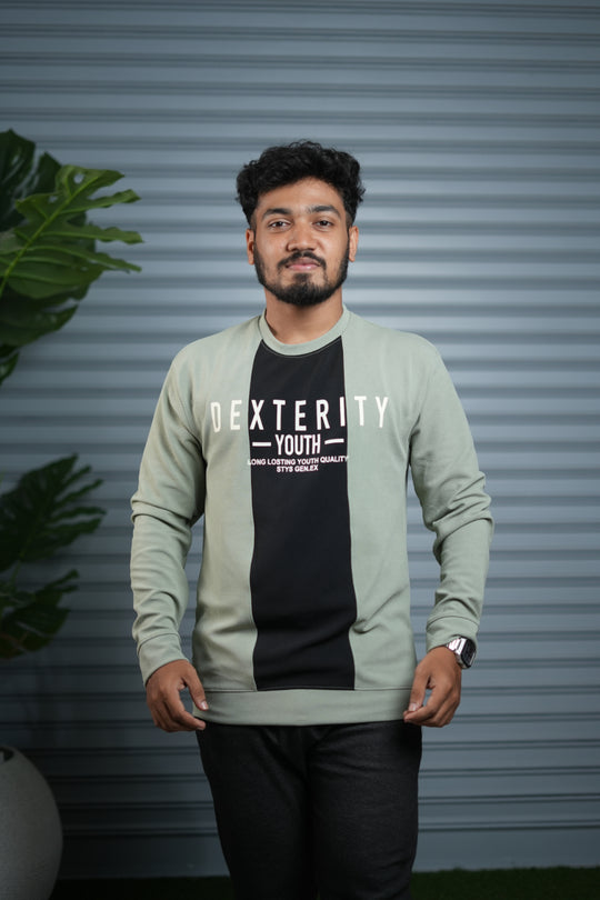 Full Sleeve Round Neck Sweatshirt for Men | Dexterity Youth Print - Pista Green – 7MAN Men's Fashion India