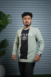 Full Sleeve Round Neck Sweatshirt for Men | Dexterity Youth Print - Pista Green